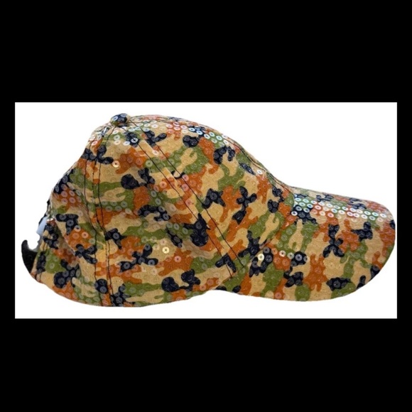 Women's Camouflage Sequins Baseball Cap Hat Adjustable Strap Spring Summer - Picture 3 of 7